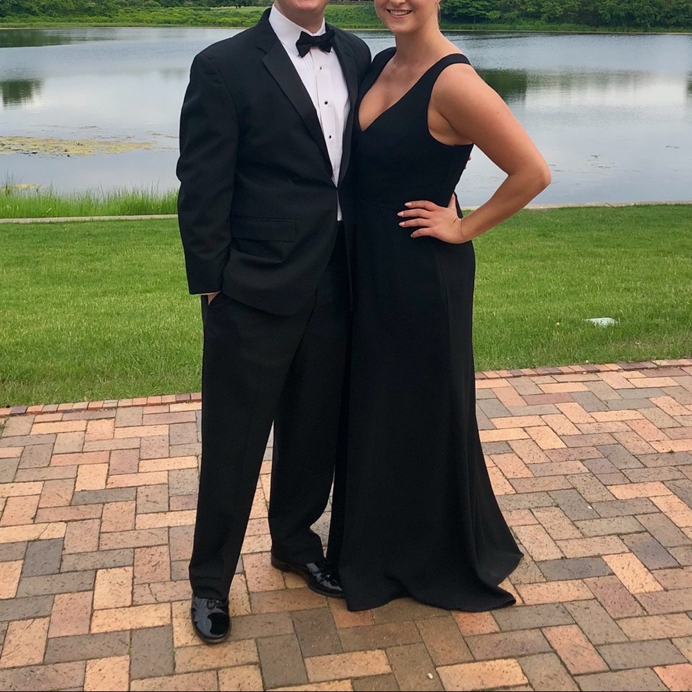 Bella Bridesmaids Dress BB116 Black Long Open Back